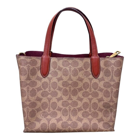 Coach Signature Willow Canvas Mini Tote Bag Purse Pocketbook Leather Handles - Picture 8 of 12